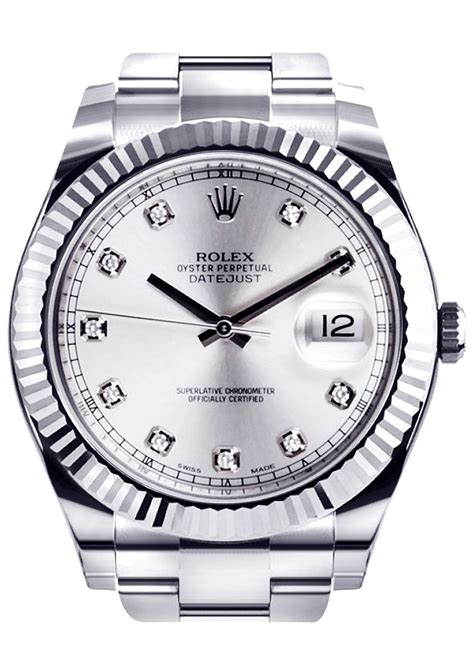 rolex datejust ii fluted 18k white gold bezel 41mm watch|rolex datejust 41 with diamonds.